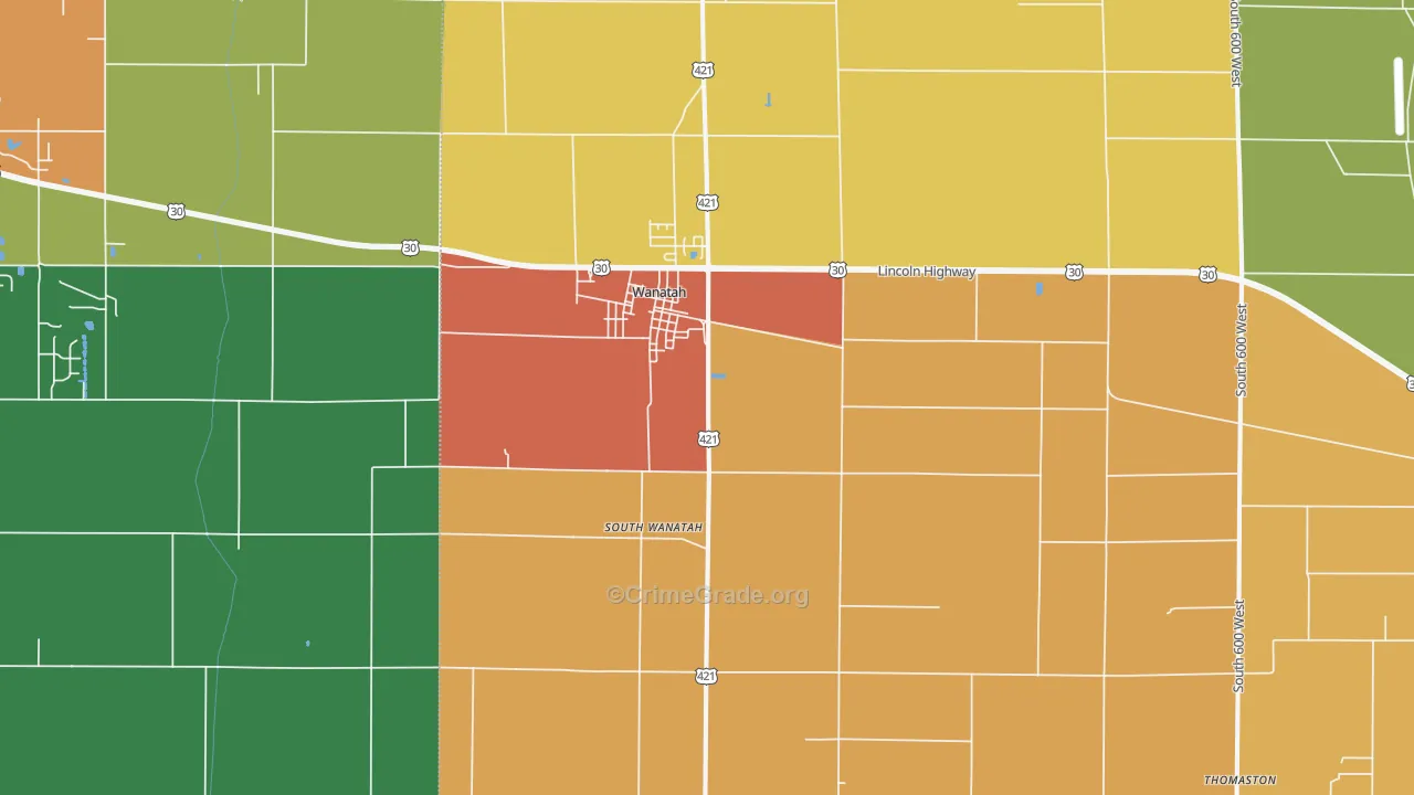 Wanatah, IN Map of Theft Rates