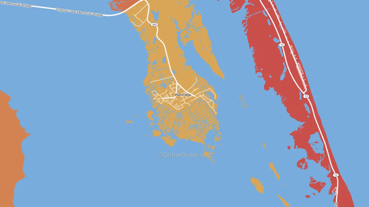Wanchese, NC Map of Theft Rates