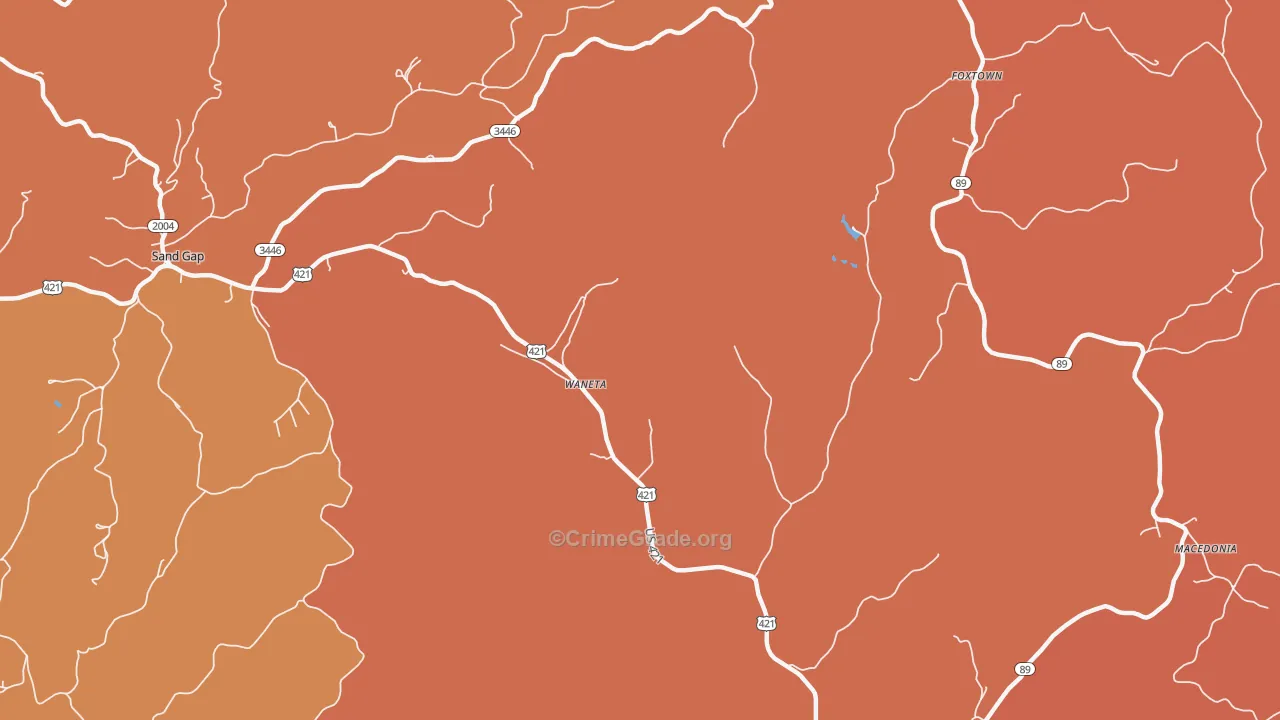 Waneta, KY Map of Theft Rates