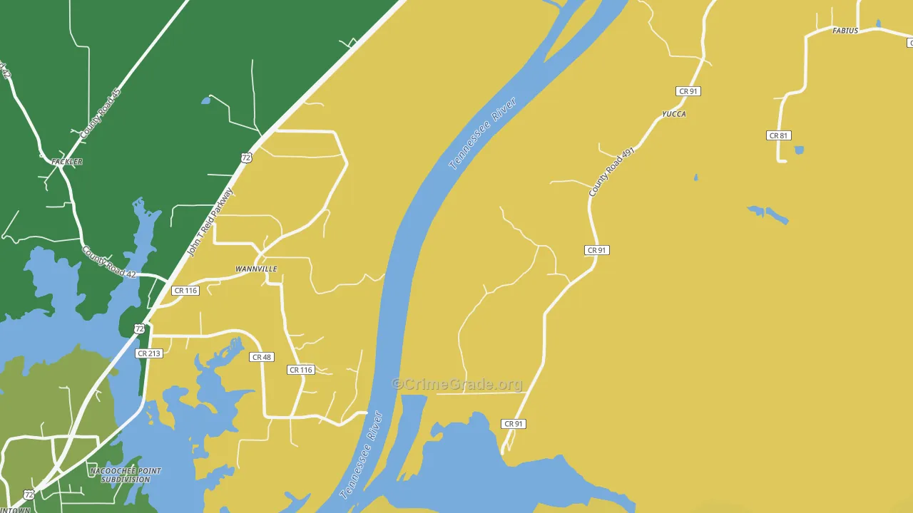 Wannville, AL Map of Theft Rates