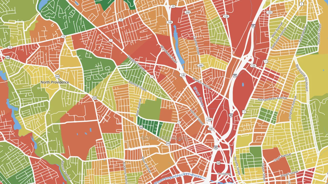 Wanskuck, Providence, RI Map of Theft Rates