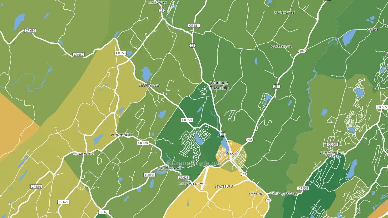 Wantage, NJ Map of Theft Rates