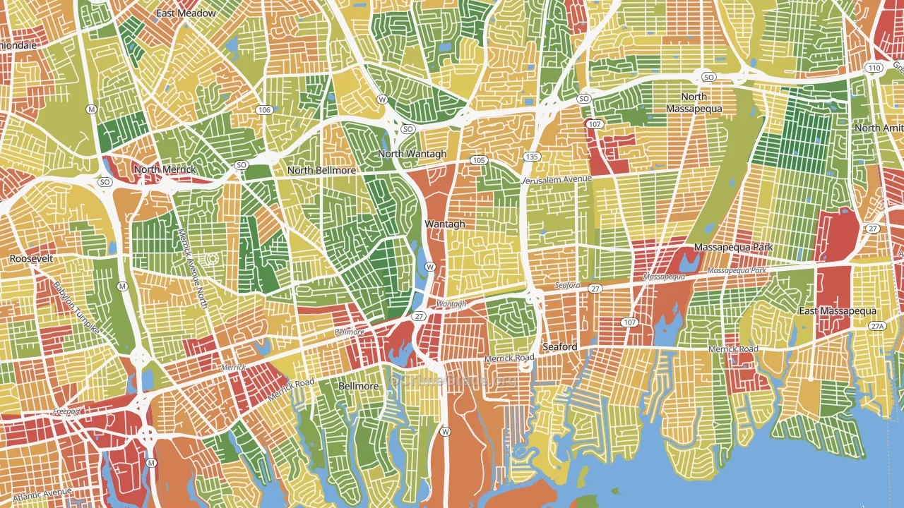 Wantagh, NY Map of Theft Rates
