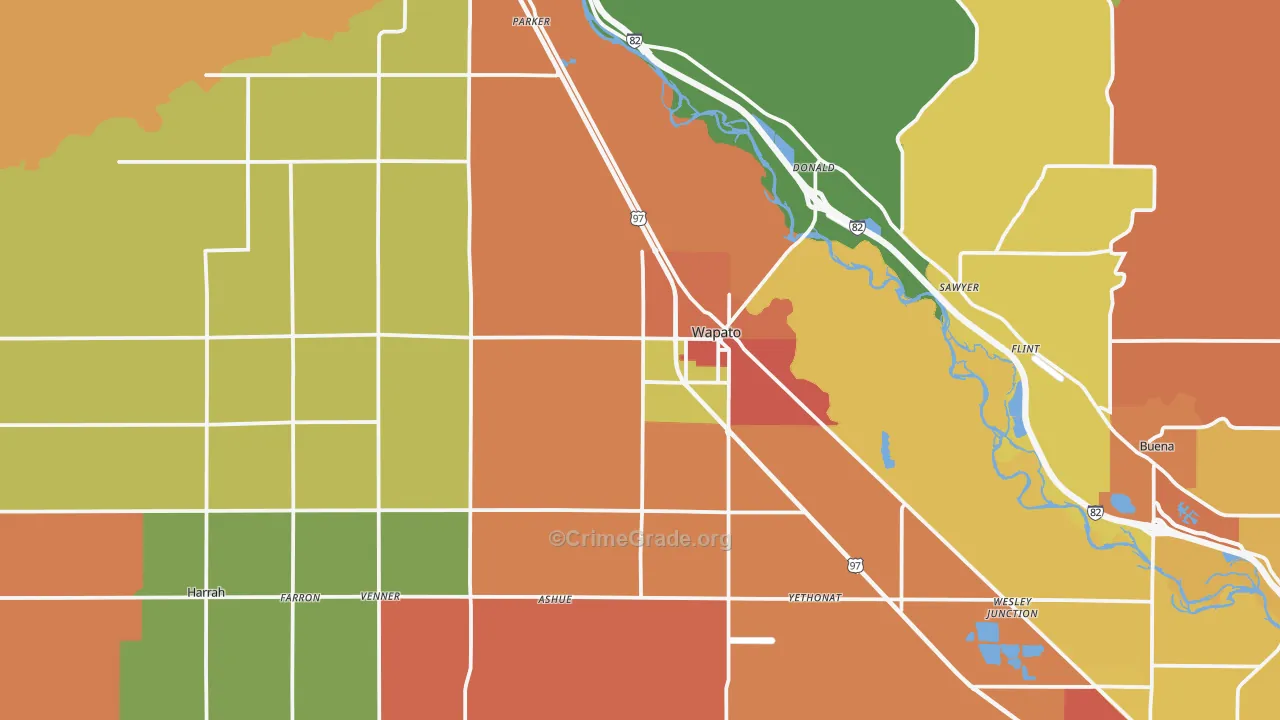 Wapato, WA Map of Theft Rates