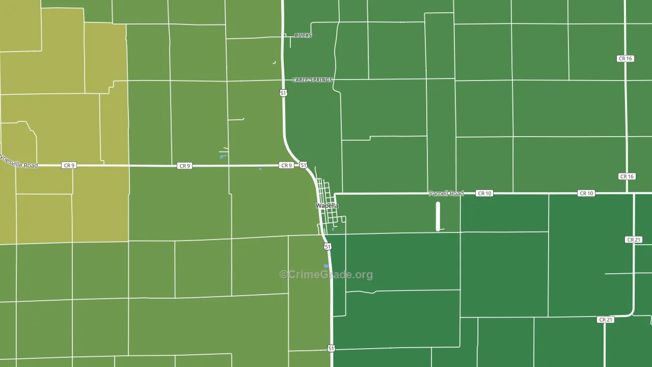Wapella, IL Map of Theft Rates