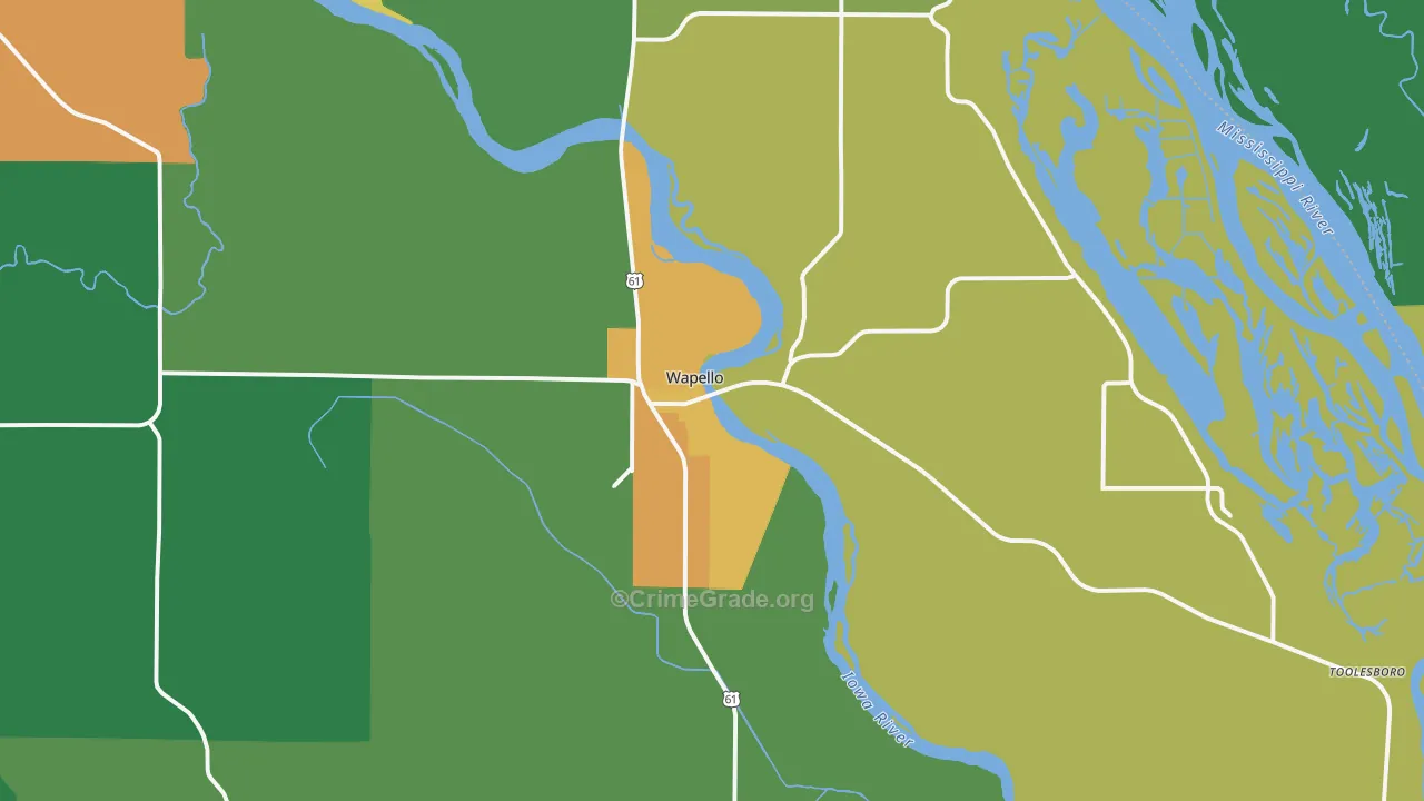 Wapello, IA Map of Theft Rates