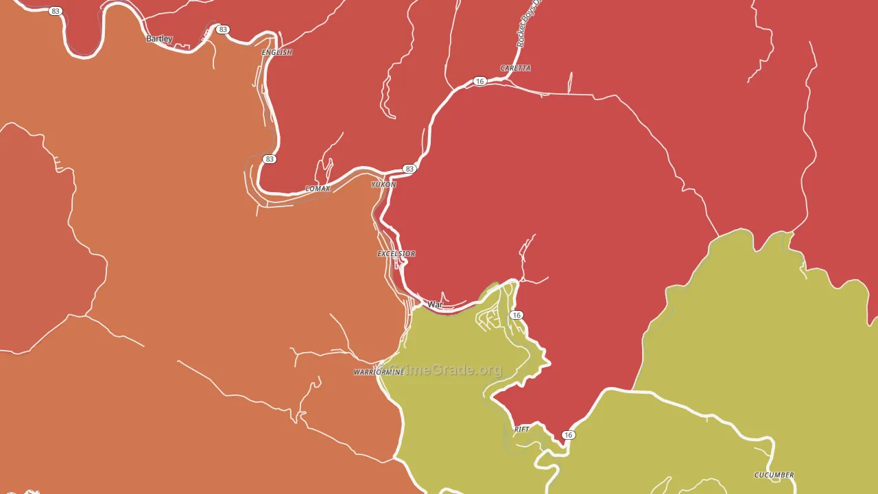 War, WV Map of Theft Rates