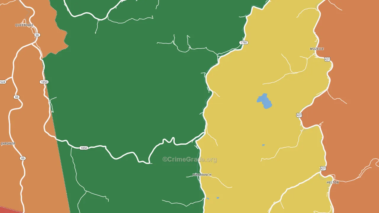 Warbranch, KY Map of Theft Rates