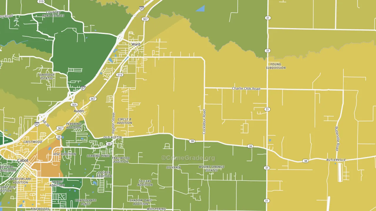 Ward, AR Map of Theft Rates