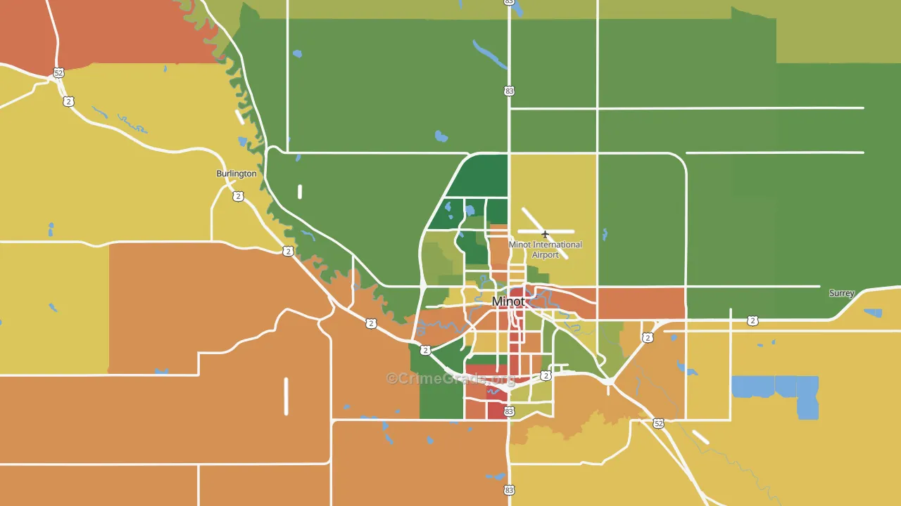 Ward County, ND Map of Theft Rates