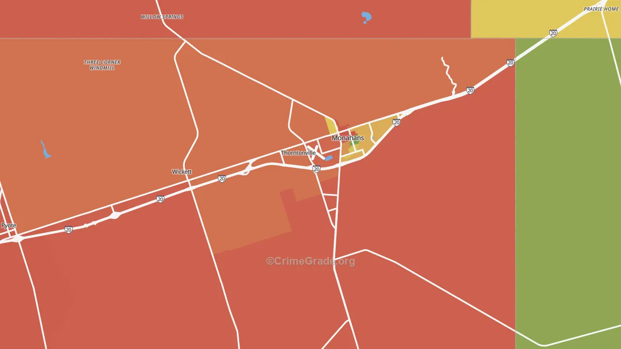 Ward County, TX Map of Theft Rates