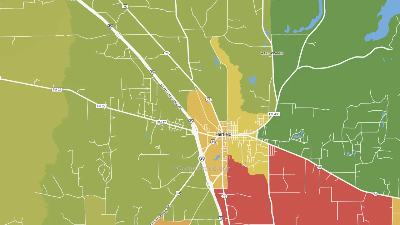 Ward Prairie, TX Map of Theft Rates