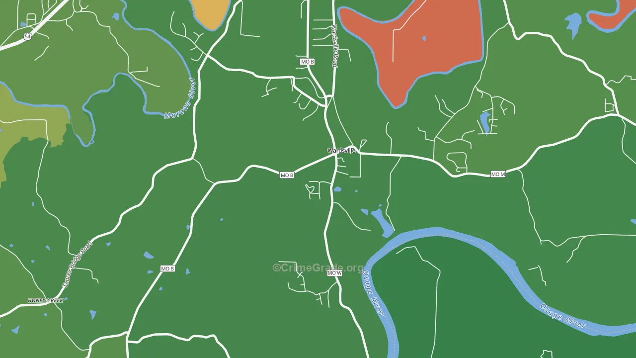 Wardsville, MO Map of Theft Rates