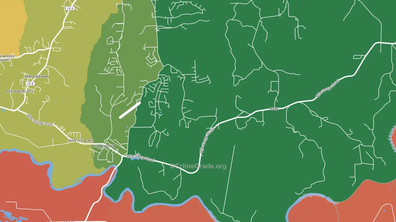 Ware, AL Map of Theft Rates