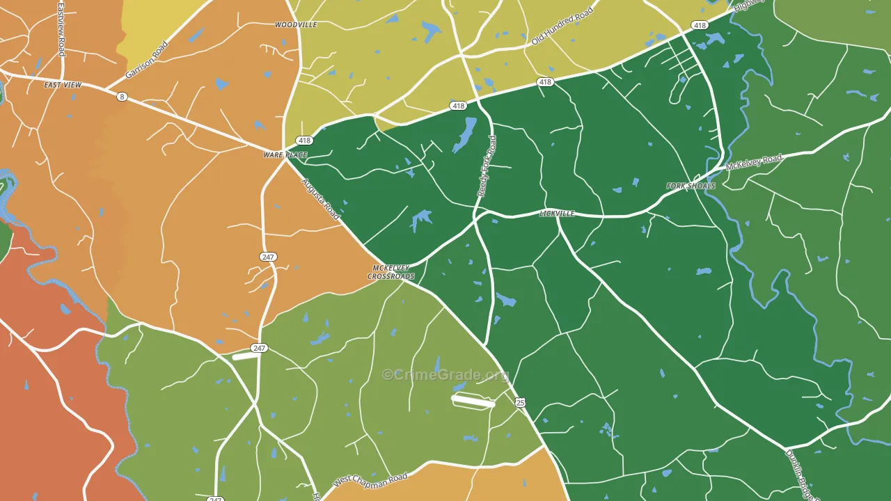 Ware Place, SC Map of Theft Rates
