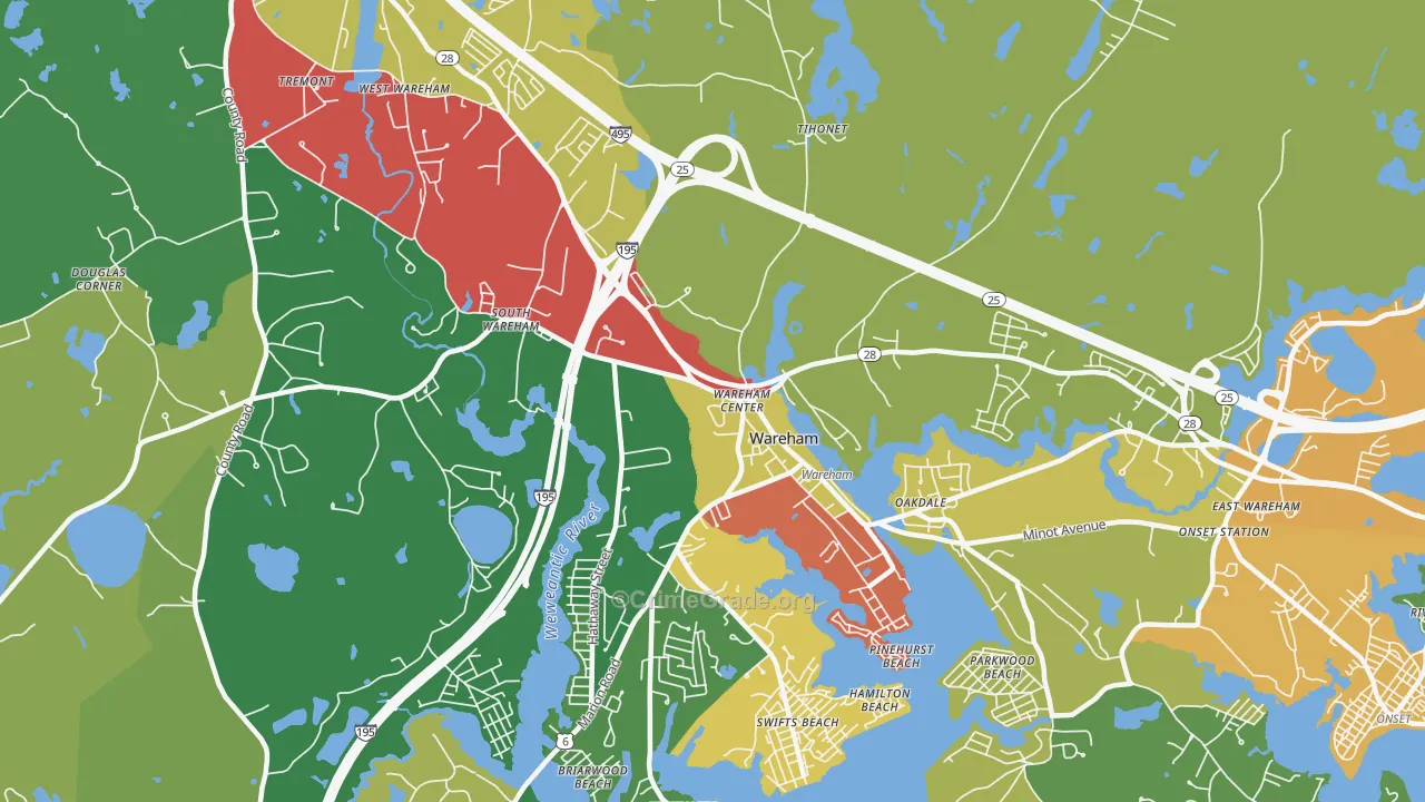 Wareham, MA Map of Theft Rates