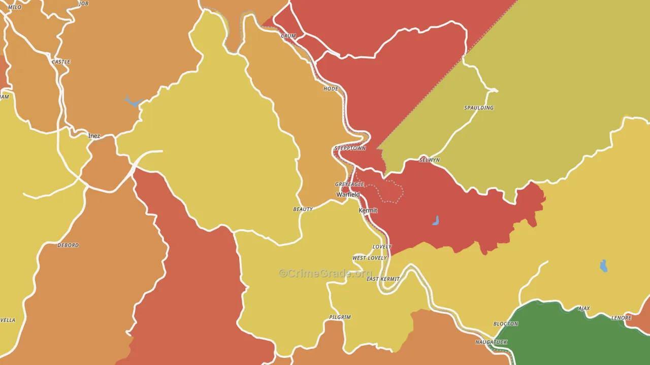 Warfield, KY Map of Theft Rates