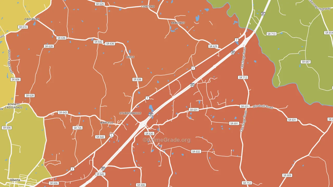 Warfield, VA Map of Theft Rates