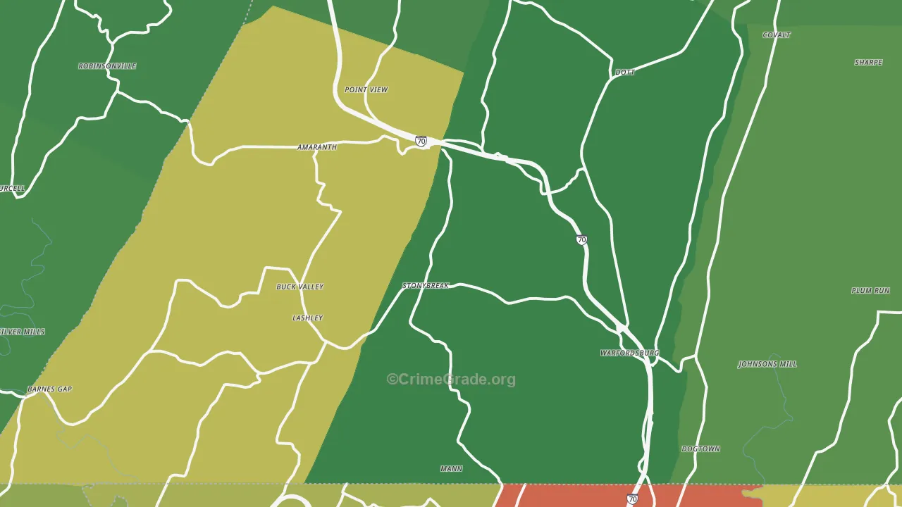 Warfordsburg, PA Map of Theft Rates