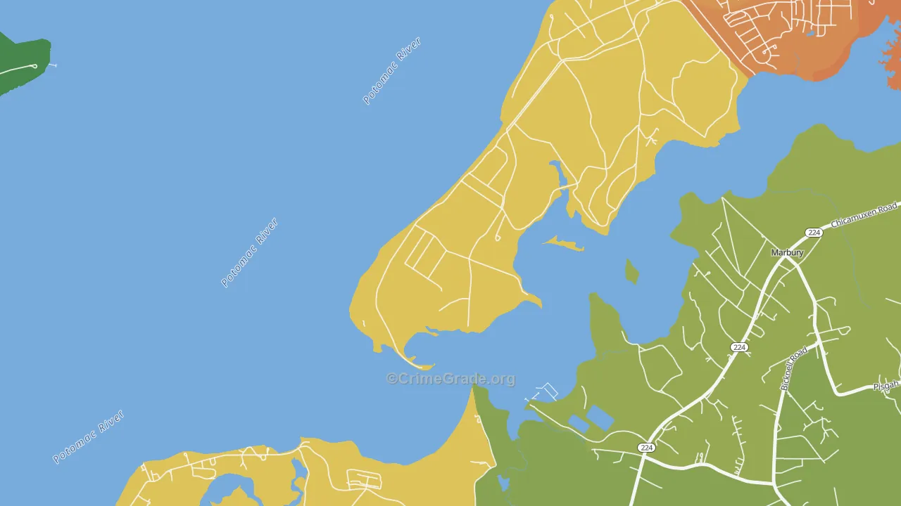 Warington Hills, MD Map of Theft Rates