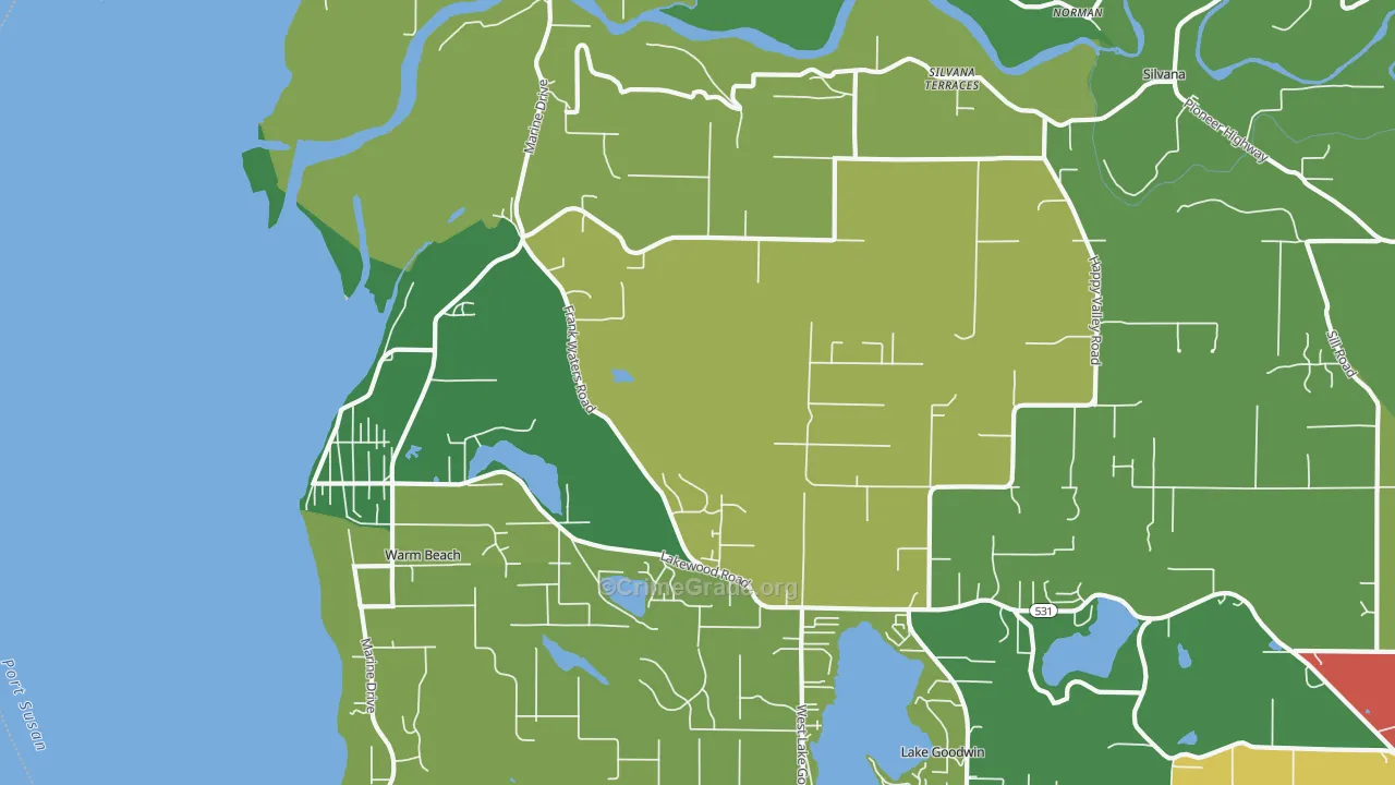 Warm Beach, WA Map of Theft Rates