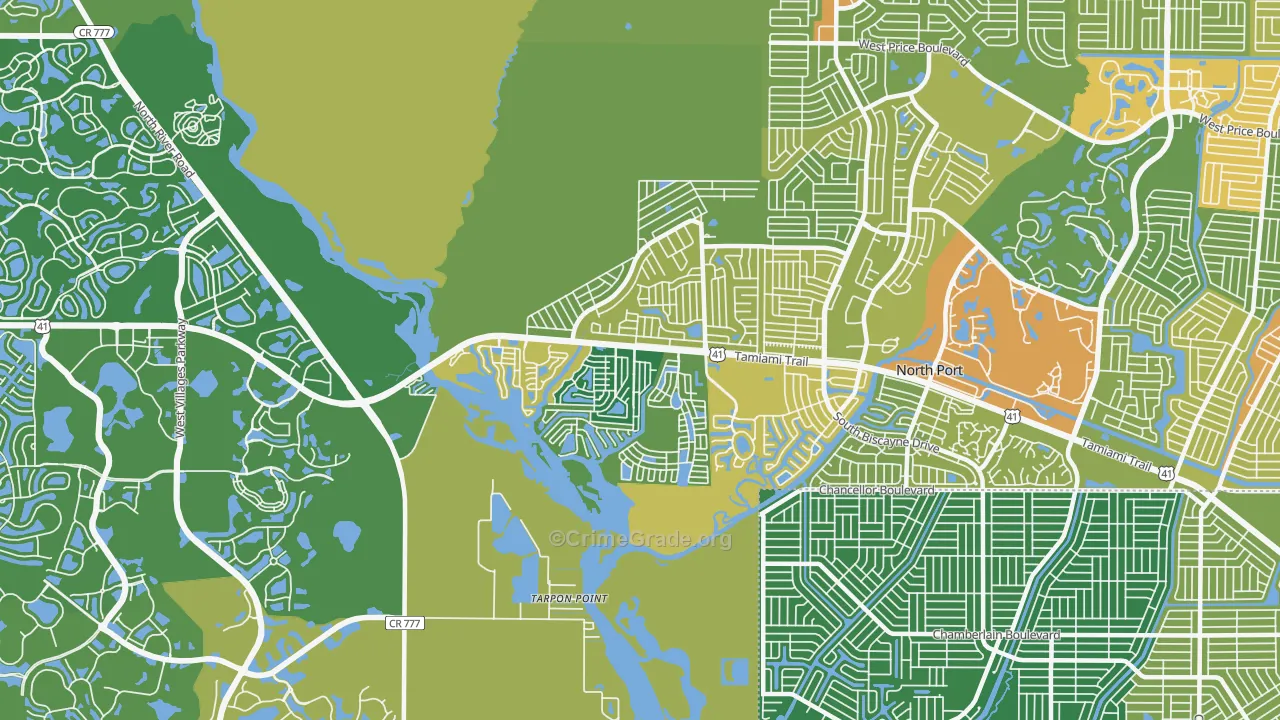 Warm Mineral Springs, FL Map of Theft Rates