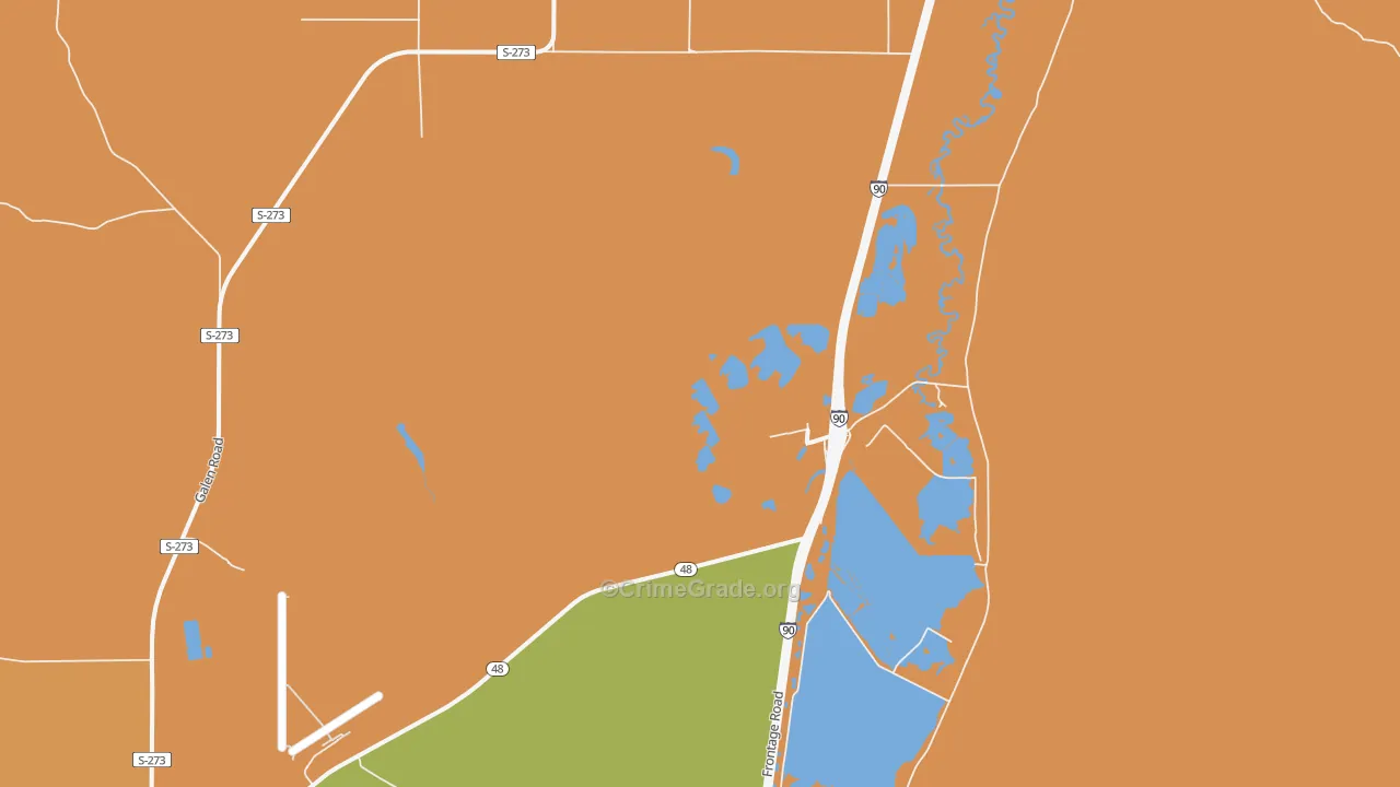Warm Springs, MT Map of Theft Rates