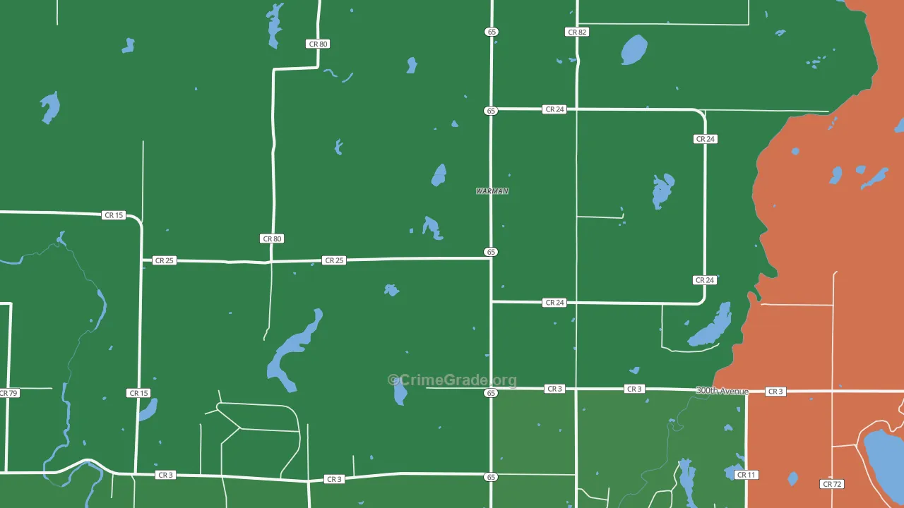Warman, MN Map of Theft Rates