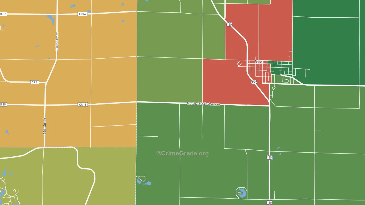 Warner, IL Map of Theft Rates