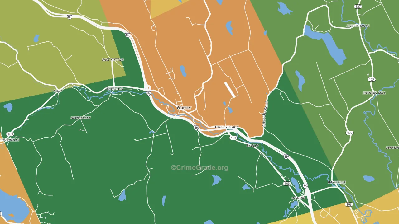 Warner, NH Map of Theft Rates