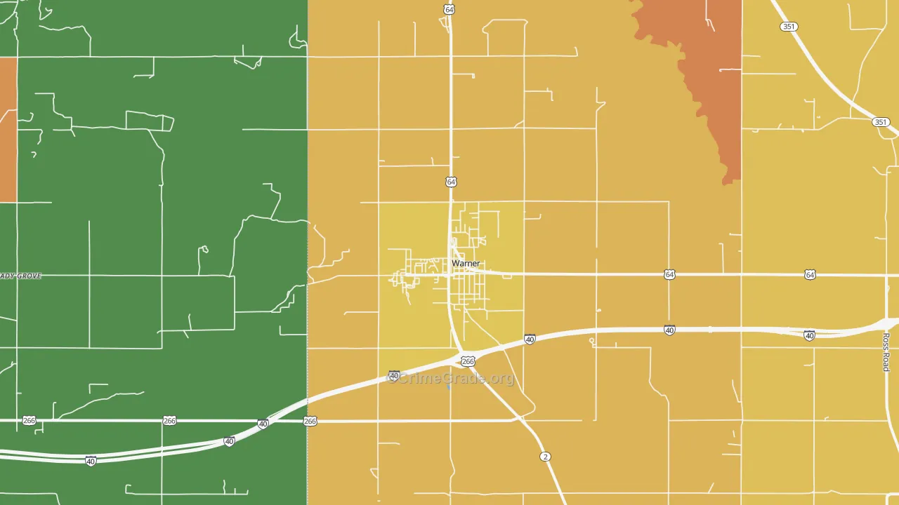 Warner, OK Map of Theft Rates