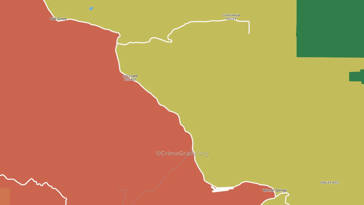 Warner Springs, CA Map of Theft Rates