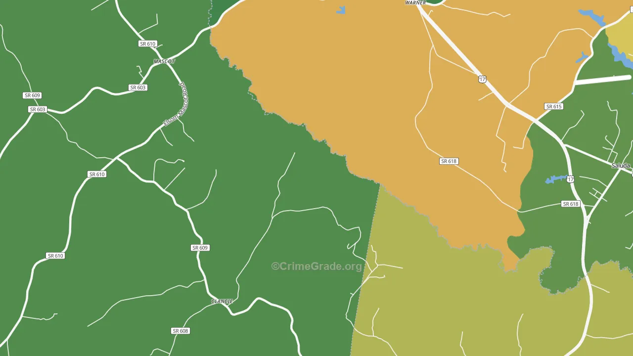 Warner, VA Map of Theft Rates