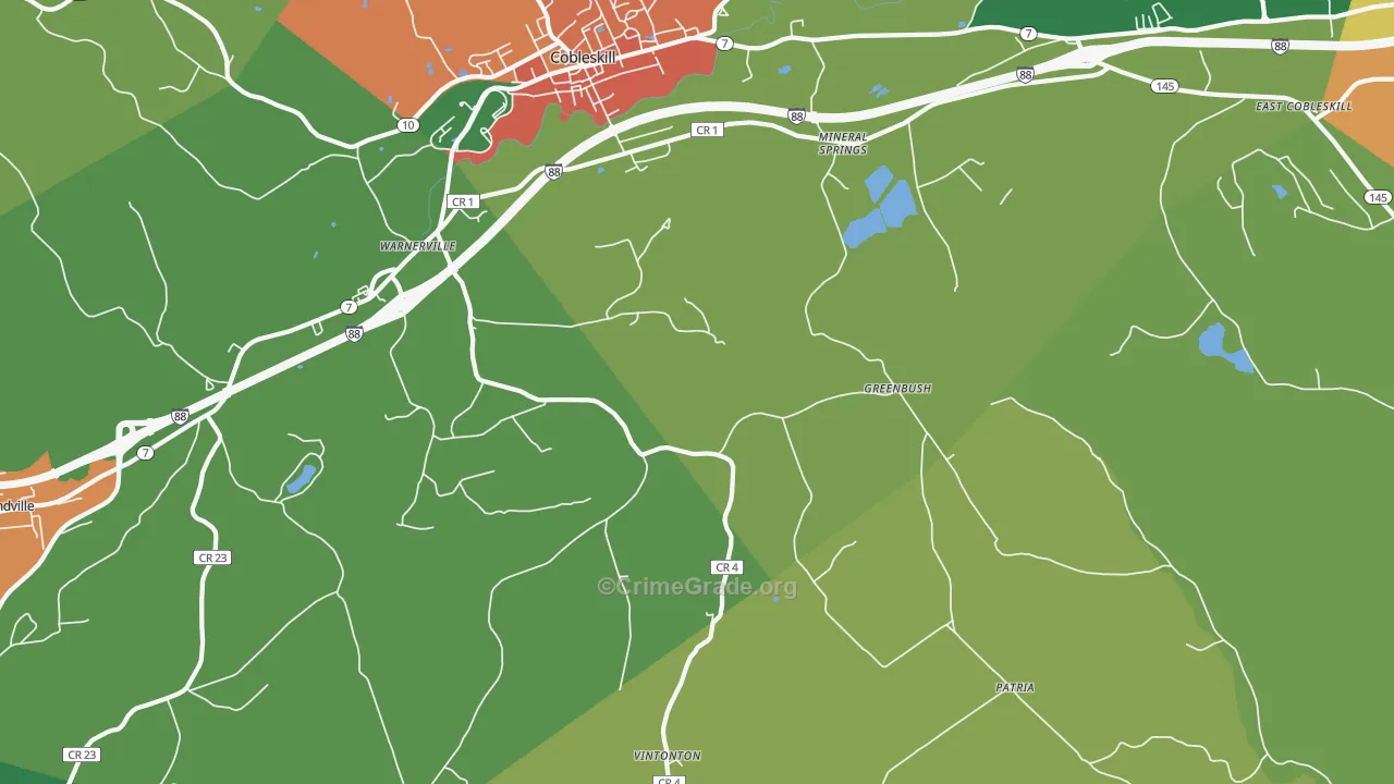 Warnerville, NY Map of Theft Rates