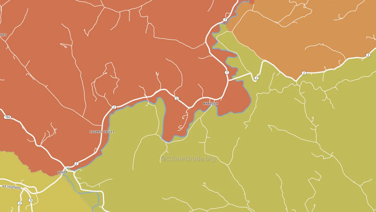 Warnock, KY Map of Theft Rates