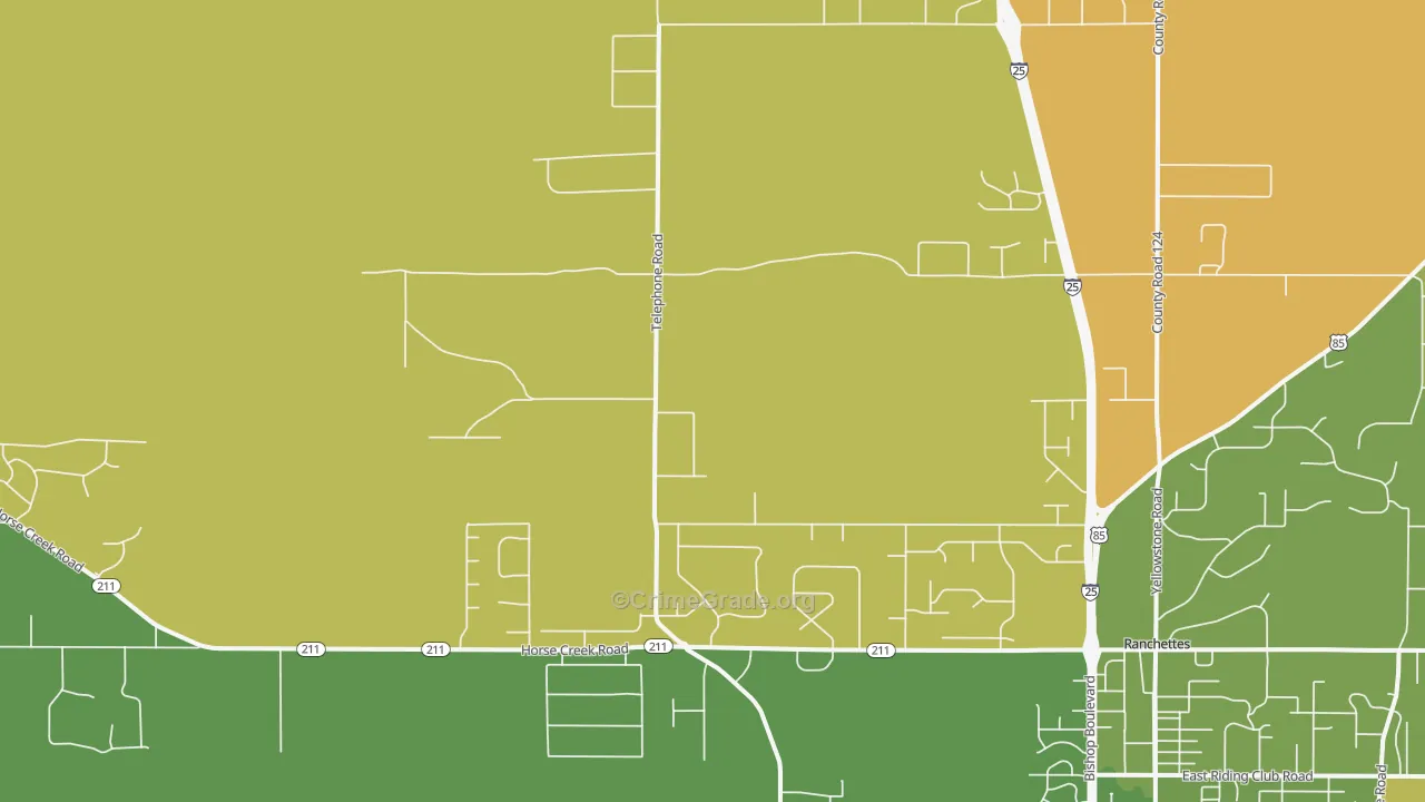 Warren Air Force Base, WY Map of Theft Rates