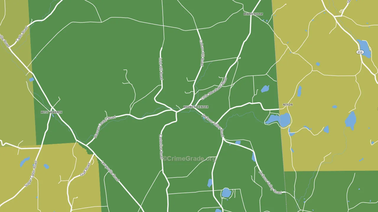 Warren Center, PA Map of Theft Rates