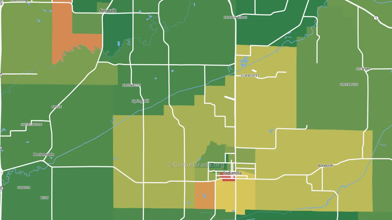 Warren County, IA Map of Theft Rates