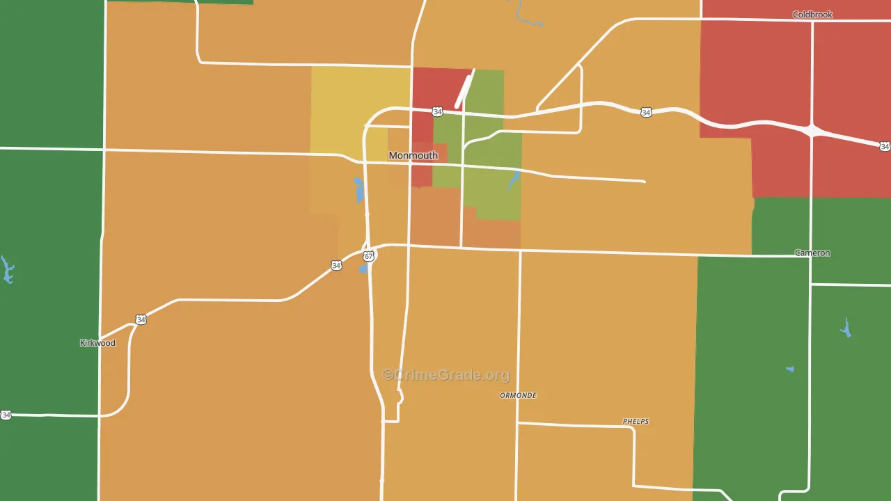 Warren County, IL Map of Theft Rates