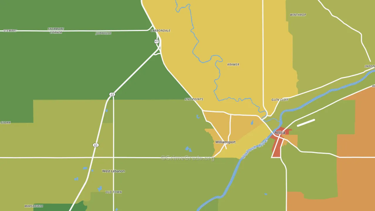 Warren County, IN Map of Theft Rates