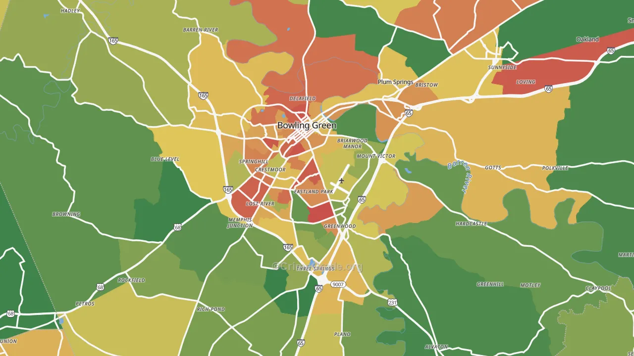 Warren County, KY Map of Theft Rates
