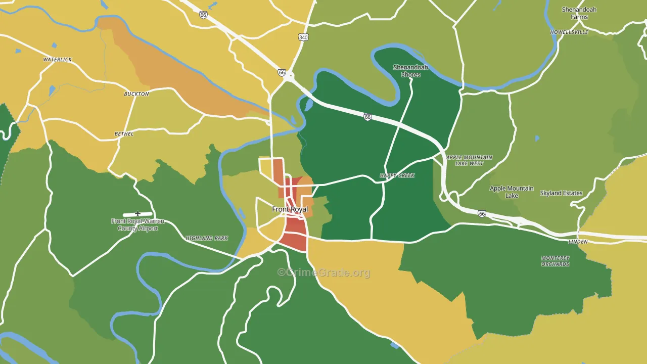 Warren County, VA Map of Theft Rates