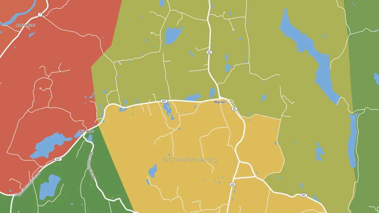 Warren, CT Map of Theft Rates