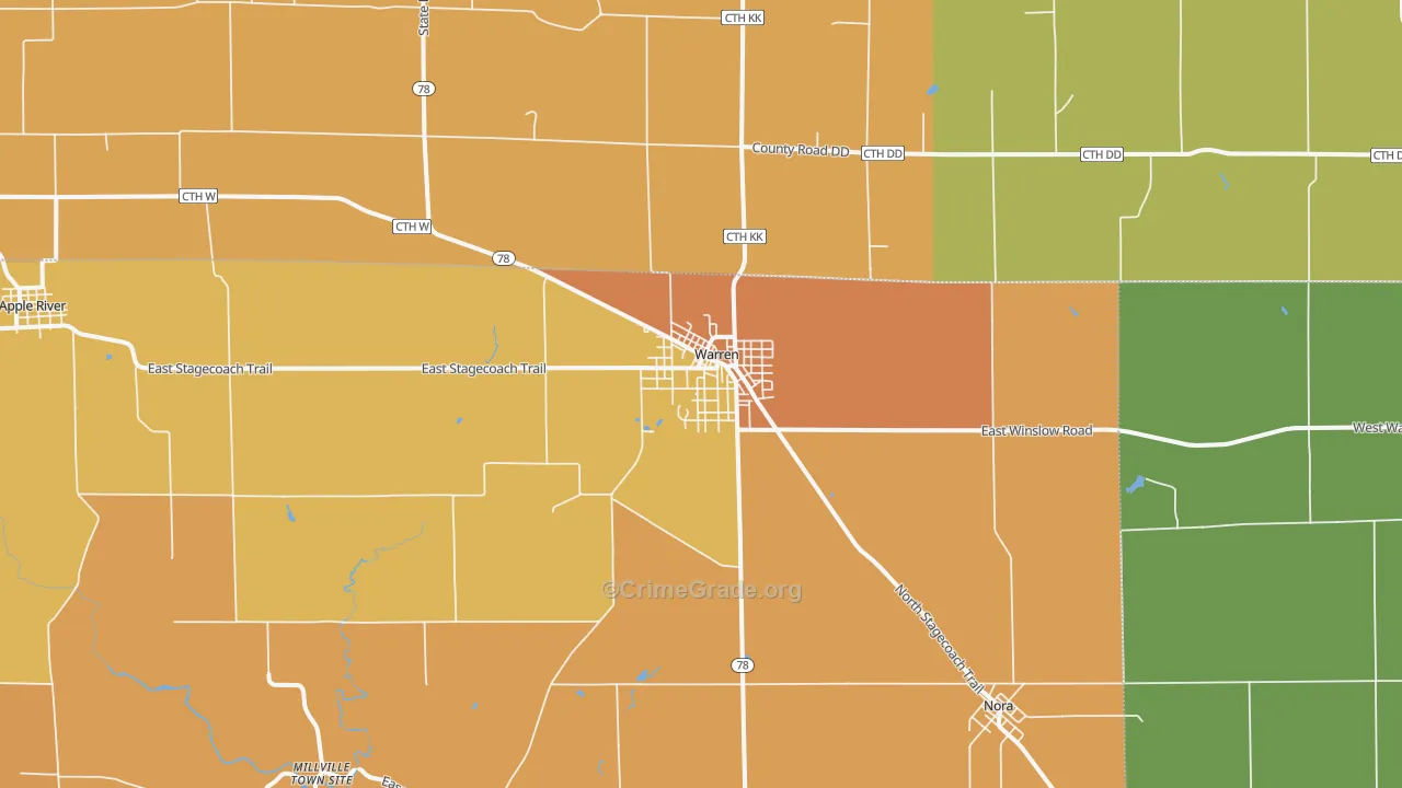 Warren, IL Map of Theft Rates