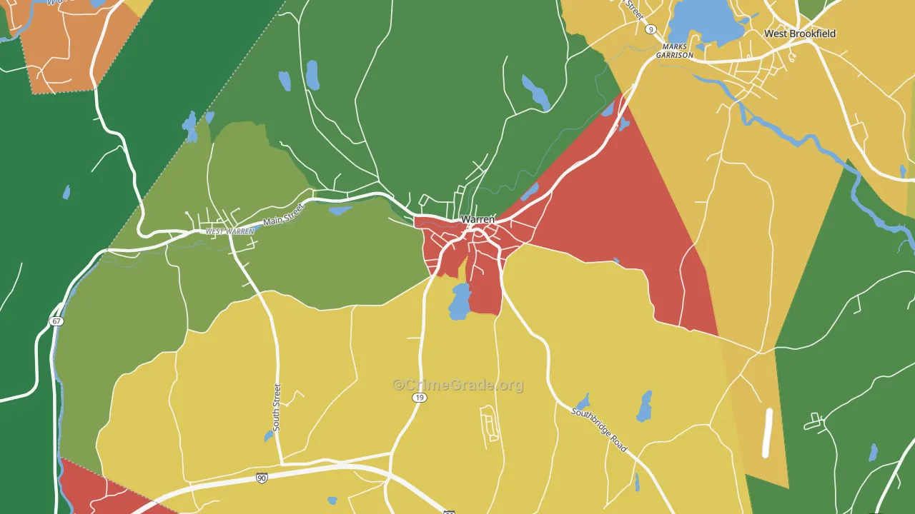 Warren, MA Map of Theft Rates