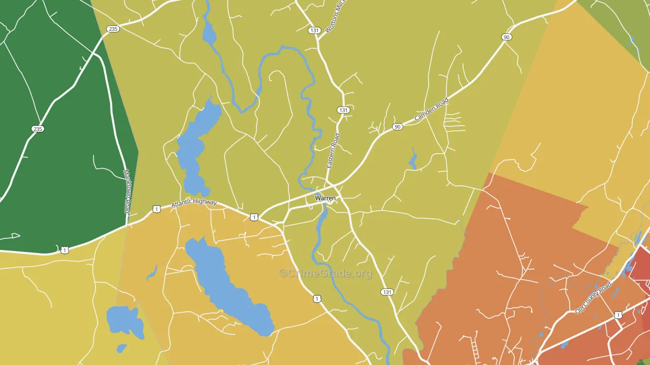 Warren, ME Map of Theft Rates