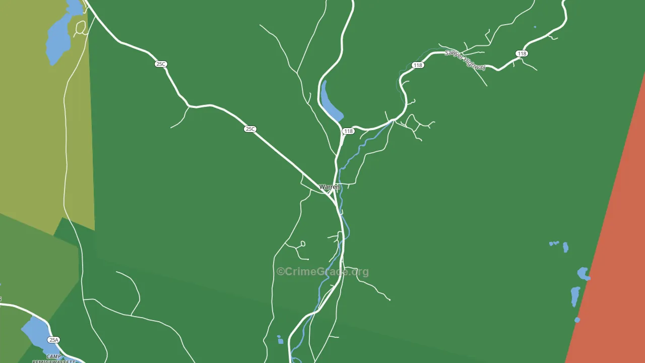 Warren, NH Map of Theft Rates