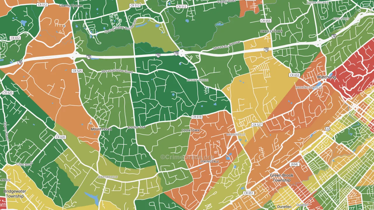 Warren, NJ Map of Theft Rates