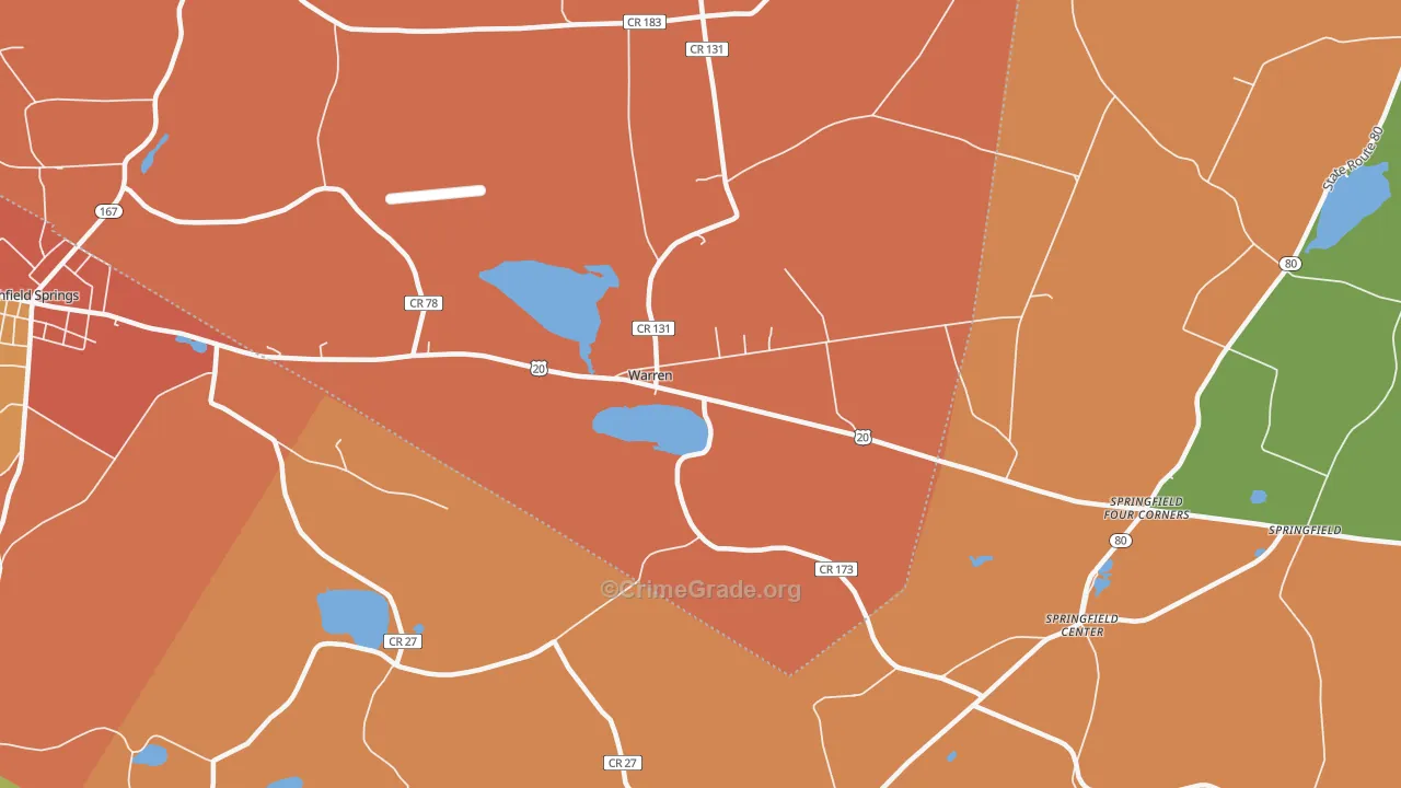 Warren, NY Map of Theft Rates