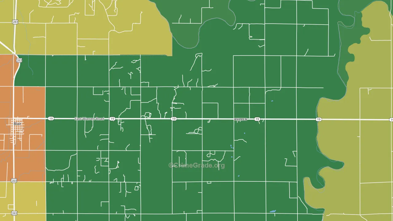 Warren, OK Map of Theft Rates